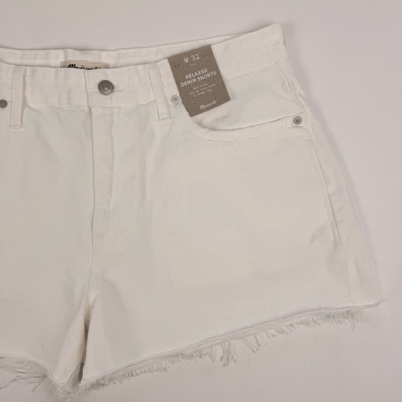 Madewell Relaxed White Denim Shorts High Waist Size 32 - Picture 11 of 16